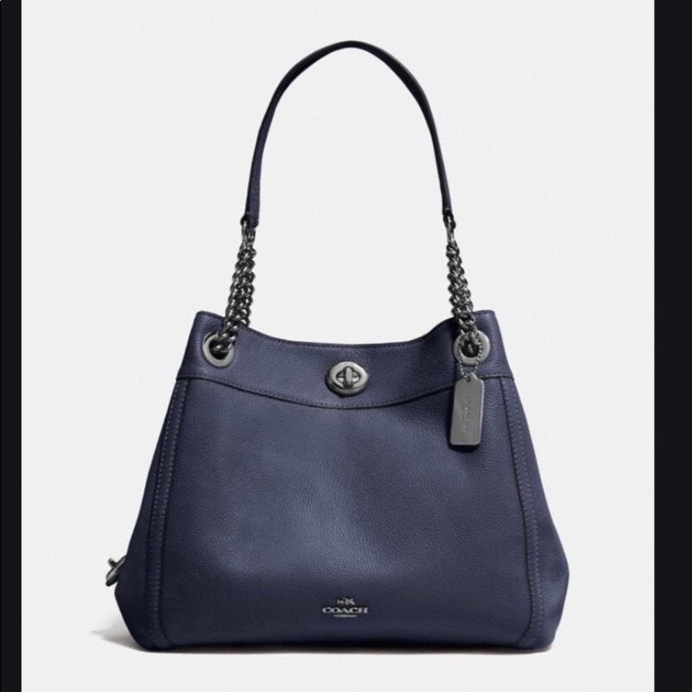 Coach Edie Leather, Gunmetal Accents w/dust cover